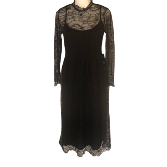Zara Basic Collection Black Lace Cocktail Dress | Size S | Romantic Whimsigoth - Picture 1 of 9